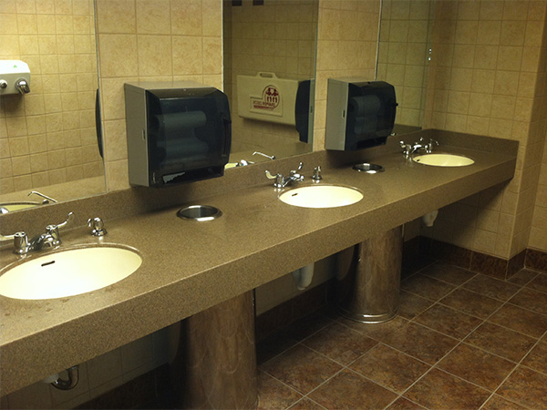 Public bathroom countertop